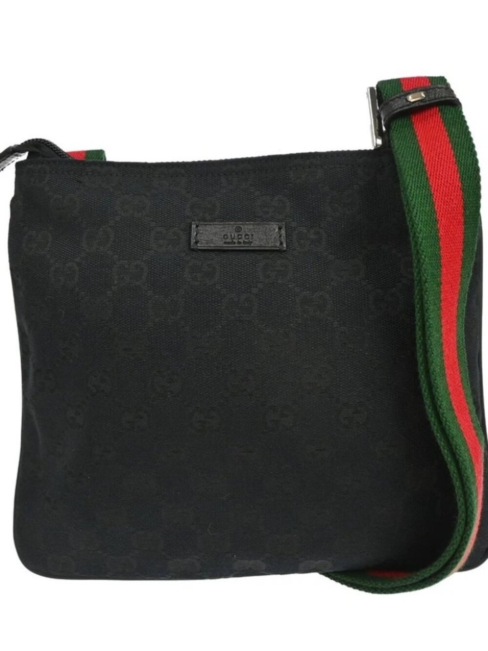 GUCCI Black GG Canvas Sherry Line Shoulder Bag
